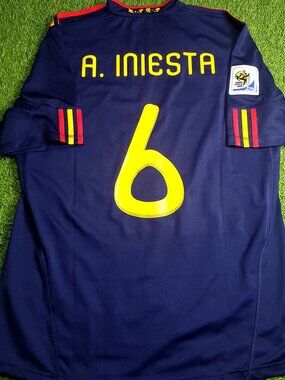 Iniesta Spain 2010 WORLD CUP FINAL Soccer Away Jersey L SKU# P47896